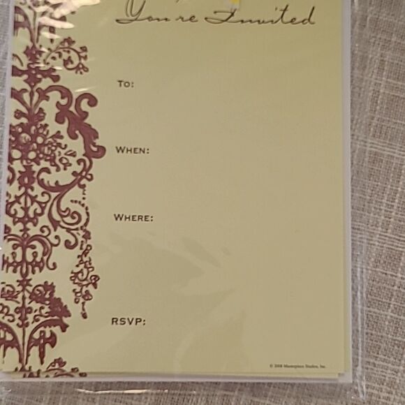 Invitation cards quantity 8 card envelopes party invite mail get together cream - Picture 3 of 16